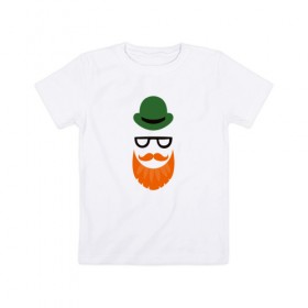 Детская футболка хлопок с принтом Хипстер в шляпе в Екатеринбурге, 100% хлопок | круглый вырез горловины, полуприлегающий силуэт, длина до линии бедер | 