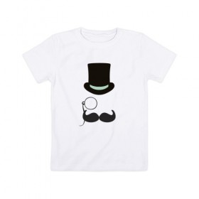 Детская футболка хлопок с принтом Хипстер в шляпе 2 в Екатеринбурге, 100% хлопок | круглый вырез горловины, полуприлегающий силуэт, длина до линии бедер | 