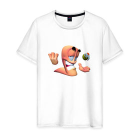 Мужская футболка хлопок с принтом Worms в Екатеринбурге, 100% хлопок | прямой крой, круглый вырез горловины, длина до линии бедер, слегка спущенное плечо. | worms