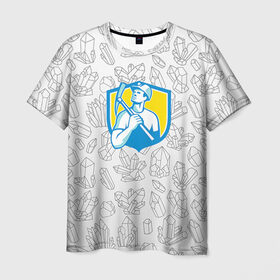 Мужская футболка 3D с принтом Шахтёр в Екатеринбурге, 100% полиэфир | прямой крой, круглый вырез горловины, длина до линии бедер | горное дело | день шахтера | донбасс | копай добывай | кузбасс | лучший шахтер | уголь | шахта | шахтер