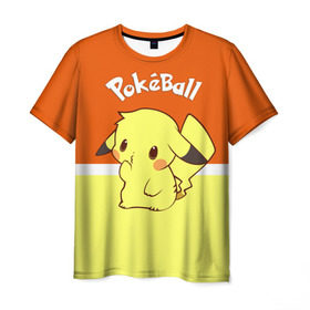 Мужская футболка 3D с принтом Pokeball в Екатеринбурге, 100% полиэфир | прямой крой, круглый вырез горловины, длина до линии бедер | pikachu | pokeboll | pokemon | пикачу | покеболл | покемон