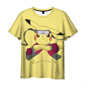 Мужская футболка 3D с принтом Pikachu в Екатеринбурге, 100% полиэфир | прямой крой, круглый вырез горловины, длина до линии бедер | pikachu | pokeboll | pokemon | пикачу | покеболл | покемон