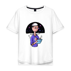Мужская футболка хлопок Oversize с принтом Дизайнер-иллюстратор в Екатеринбурге, 100% хлопок | свободный крой, круглый ворот, “спинка” длиннее передней части | веб | дизайнер | иллюстратор | космос | сердце