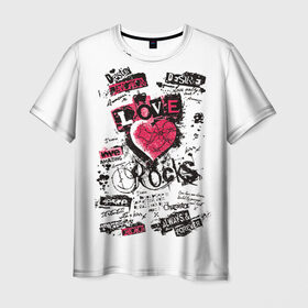 Мужская футболка 3D с принтом Рок сердца 4 в Екатеринбурге, 100% полиэфир | прямой крой, круглый вырез горловины, длина до линии бедер | heart | tattoo | разбитое | сердечко | сердце | тату | татушка