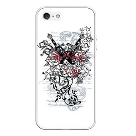 Чехол для iPhone 5/5S матовый с принтом Рок сердца 5 в Екатеринбурге, Силикон | Область печати: задняя сторона чехла, без боковых панелей | heart | tattoo | разбитое | сердечко | сердце | тату | татушка