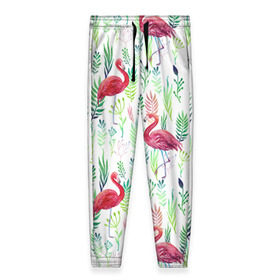 Женские брюки 3D с принтом Цветы и бабочки 2 в Екатеринбурге, полиэстер 100% | прямой крой, два кармана без застежек по бокам, с мягкой трикотажной резинкой на поясе и по низу штанин. В поясе для дополнительного комфорта — широкие завязки | растения | фламинго