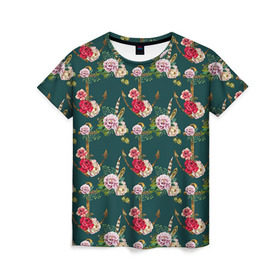 Женская футболка 3D с принтом Цветы и бабочки 7 в Екатеринбурге, 100% полиэфир ( синтетическое хлопкоподобное полотно) | прямой крой, круглый вырез горловины, длина до линии бедер | акварель | нежный | паттерн | цветочек | цветочный
