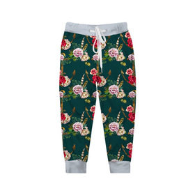 Детские брюки 3D с принтом Цветы и бабочки 7 в Екатеринбурге, 100% полиэстер | манжеты по низу, эластичный пояс регулируется шнурком, по бокам два кармана без застежек, внутренняя часть кармана из мелкой сетки | акварель | нежный | паттерн | цветочек | цветочный