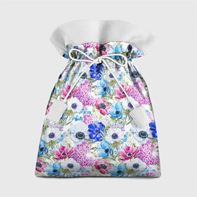 Подарочный 3D мешок с принтом Цветы и бабочки 9 в Екатеринбурге, 100% полиэстер | Размер: 29*39 см | Тематика изображения на принте: акварель | нежный | паттерн | цветочек | цветочный