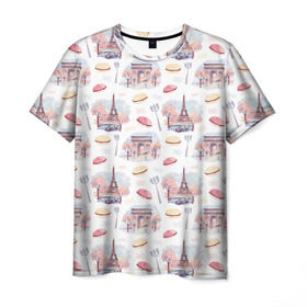Мужская футболка 3D с принтом Парижское настроение в Екатеринбурге, 100% полиэфир | прямой крой, круглый вырез горловины, длина до линии бедер | париж