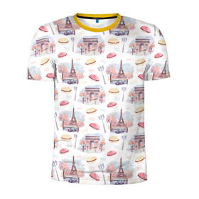 Мужская футболка 3D спортивная с принтом Парижское настроение в Екатеринбурге, 100% полиэстер с улучшенными характеристиками | приталенный силуэт, круглая горловина, широкие плечи, сужается к линии бедра | париж