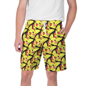 Мужские шорты 3D с принтом Pikachu в Екатеринбурге,  полиэстер 100% | прямой крой, два кармана без застежек по бокам. Мягкая трикотажная резинка на поясе, внутри которой широкие завязки. Длина чуть выше колен | pikachu | pokeboll | pokemon | пикачу | покеболл | покемон