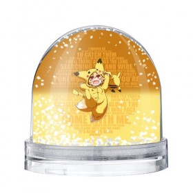 Снежный шар с принтом Pikachu в Екатеринбурге, Пластик | Изображение внутри шара печатается на глянцевой фотобумаге с двух сторон | 
