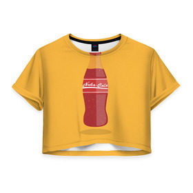Женская футболка 3D укороченная с принтом Нюка-Кола в Екатеринбурге, 100% полиэстер | круглая горловина, длина футболки до линии талии, рукава с отворотами | fallout | nuke cola | нюка кола