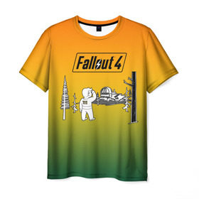 Мужская футболка 3D с принтом Волт-бой 111 Fallout 4 в Екатеринбурге, 100% полиэфир | прямой крой, круглый вырез горловины, длина до линии бедер | fallout 4 | vault boy | волт бой | фаллаут