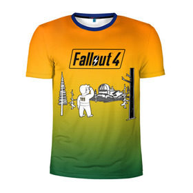 Мужская футболка 3D спортивная с принтом Волт-бой 111 Fallout 4 в Екатеринбурге, 100% полиэстер с улучшенными характеристиками | приталенный силуэт, круглая горловина, широкие плечи, сужается к линии бедра | fallout 4 | vault boy | волт бой | фаллаут