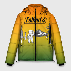 Мужская зимняя куртка 3D с принтом Волт-бой 111 Fallout 4 в Екатеринбурге, верх — 100% полиэстер; подкладка — 100% полиэстер; утеплитель — 100% полиэстер | длина ниже бедра, свободный силуэт Оверсайз. Есть воротник-стойка, отстегивающийся капюшон и ветрозащитная планка. 

Боковые карманы с листочкой на кнопках и внутренний карман на молнии. | Тематика изображения на принте: fallout 4 | vault boy | волт бой | фаллаут