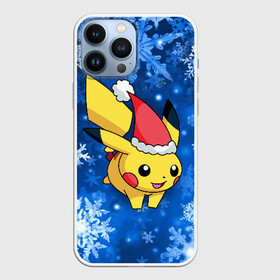 Чехол для iPhone 13 Pro Max с принтом Новогодний Пикачу в Екатеринбурге,  |  | pikachu | pokeboll | pokemon | зима | новый год | пикачу | покеболл | покемон | снежинки