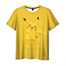 Мужская футболка 3D с принтом Pikachu в Екатеринбурге, 100% полиэфир | прямой крой, круглый вырез горловины, длина до линии бедер | Тематика изображения на принте: pikachu | pokeboll | pokemon | пикачу | покеболл | покемон