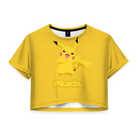 Женская футболка 3D укороченная с принтом Pikachu в Екатеринбурге, 100% полиэстер | круглая горловина, длина футболки до линии талии, рукава с отворотами | pikachu | pokeboll | pokemon | пикачу | покеболл | покемон