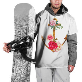 Накидка на куртку 3D с принтом Якорь с цветами в Екатеринбурге, 100% полиэстер |  | Тематика изображения на принте: акварель | бабочка | нежный | рисунок | роза | сирень | цветочек | цветочный | цветы