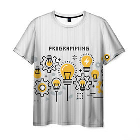 Мужская футболка 3D с принтом Программирование 1 в Екатеринбурге, 100% полиэфир | прямой крой, круглый вырез горловины, длина до линии бедер | Тематика изображения на принте: день программиста | код | подарок | праздник | программист