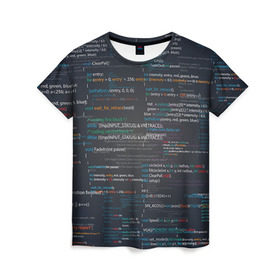 Женская футболка 3D с принтом Программирование 9 в Екатеринбурге, 100% полиэфир ( синтетическое хлопкоподобное полотно) | прямой крой, круглый вырез горловины, длина до линии бедер | день программиста | код | подарок | праздник | программист