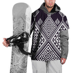 Накидка на куртку 3D с принтом Мильфлер в Екатеринбурге, 100% полиэстер |  | геометрия | орнамент | черно белый | этно