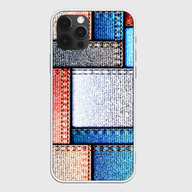 Чехол для iPhone 12 Pro Max с принтом Джинсовый стиль в Екатеринбурге, Силикон |  | заплатки | разноцветный | текстура | ткань