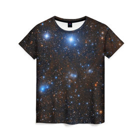 Женская футболка 3D с принтом Космические дали в Екатеринбурге, 100% полиэфир ( синтетическое хлопкоподобное полотно) | прямой крой, круглый вырез горловины, длина до линии бедер | вселенная | галактика | звёзды | космическое пространство | космос | созвездие