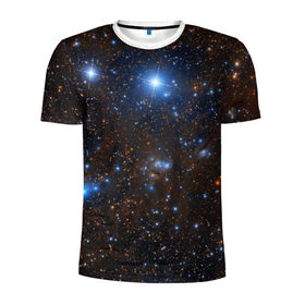 Мужская футболка 3D спортивная с принтом Космические дали в Екатеринбурге, 100% полиэстер с улучшенными характеристиками | приталенный силуэт, круглая горловина, широкие плечи, сужается к линии бедра | вселенная | галактика | звёзды | космическое пространство | космос | созвездие