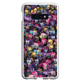 Чехол для Samsung S10E с принтом My Little Pony Персонажи в Екатеринбурге, Силикон | Область печати: задняя сторона чехла, без боковых панелей | Тематика изображения на принте: stickerbombing