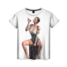 Женская футболка 3D с принтом Novigrad Hooker в Екатеринбурге, 100% полиэфир ( синтетическое хлопкоподобное полотно) | прямой крой, круглый вырез горловины, длина до линии бедер | Тематика изображения на принте: gaming | the witcher | witcher | yennefer | ведьмак | геральт | йеннифер | йеннифэр