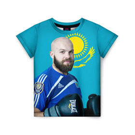 Детская футболка 3D с принтом Василий Левит в Екатеринбурге, 100% гипоаллергенный полиэфир | прямой крой, круглый вырез горловины, длина до линии бедер, чуть спущенное плечо, ткань немного тянется | бокс | василий левит | казахстан | олимпиада 2016