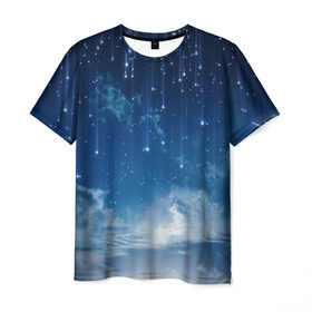 Мужская футболка 3D с принтом Звездное небо в Екатеринбурге, 100% полиэфир | прямой крой, круглый вырез горловины, длина до линии бедер | вселенная | галактика | звезды | небо | ночь