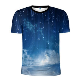 Мужская футболка 3D спортивная с принтом Звездное небо в Екатеринбурге, 100% полиэстер с улучшенными характеристиками | приталенный силуэт, круглая горловина, широкие плечи, сужается к линии бедра | вселенная | галактика | звезды | небо | ночь