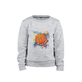 Детский свитшот хлопок с принтом Баскетбольный мяч в штрихах в Екатеринбурге, 100% хлопок | круглый вырез горловины, эластичные манжеты, пояс и воротник | баскетбол | стилизация | штрихи