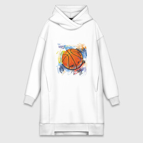 Платье-худи хлопок с принтом Баскетбольный мяч в штрихах в Екатеринбурге,  |  | баскетбол | стилизация | штрихи