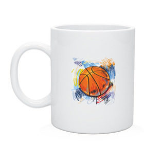 Кружка с принтом Баскетбольный мяч в штрихах в Екатеринбурге, керамика | объем — 330 мл, диаметр — 80 мм. Принт наносится на бока кружки, можно сделать два разных изображения | баскетбол | стилизация | штрихи