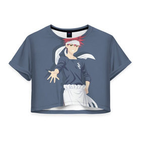 Женская футболка 3D укороченная с принтом Yukihiro Souma в Екатеринбурге, 100% полиэстер | круглая горловина, длина футболки до линии талии, рукава с отворотами | anime | soma | ukihiro | ukihiro soma | аниме | сома | юкихиро
