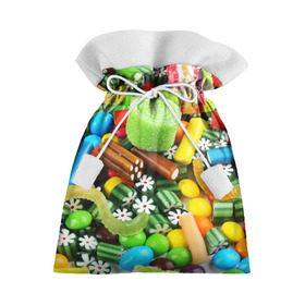 Подарочный 3D мешок с принтом Сладости в Екатеринбурге, 100% полиэстер | Размер: 29*39 см | вкуснотища | вкусняшки | глазурь | жевачка | карамель | карамельки | конфетки | конфеты | леденец | мармеладки | сахар | сладости