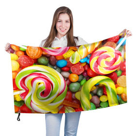 Флаг 3D с принтом Вкусняшки в Екатеринбурге, 100% полиэстер | плотность ткани — 95 г/м2, размер — 67 х 109 см. Принт наносится с одной стороны | вкуснотища | вкусняшки | глазурь | жевачка | карамель | карамельки | конфетки | конфеты | леденец | мармеладки | сахар | сладости