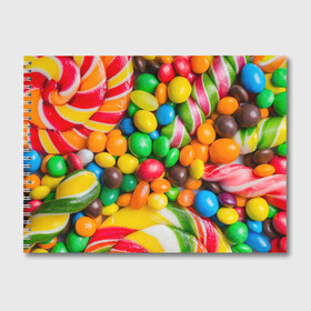 Альбом для рисования с принтом Сладкоежка в Екатеринбурге, 100% бумага
 | матовая бумага, плотность 200 мг. | вкуснотища | вкусняшки | глазурь | жевачка | карамель | карамельки | конфетки | конфеты | леденец | мармеладки | сахар | сладости