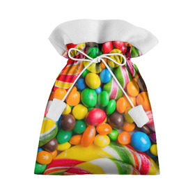 Подарочный 3D мешок с принтом Сладкоежка в Екатеринбурге, 100% полиэстер | Размер: 29*39 см | Тематика изображения на принте: вкуснотища | вкусняшки | глазурь | жевачка | карамель | карамельки | конфетки | конфеты | леденец | мармеладки | сахар | сладости
