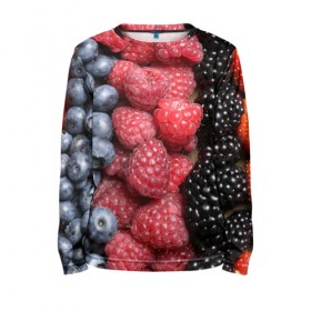 Детский лонгслив 3D с принтом Сочные ягоды в Екатеринбурге, 100% полиэстер | длинные рукава, круглый вырез горловины, полуприлегающий силуэт
 | богатый урожай | брусника | ерга | земляника | клубника | клюква | малина | морожка | облепиха | рябина | смородина | сок | сочные плоды | фрукты | черника | черноплодка | шиповник | ягоды