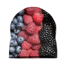 Шапка 3D с принтом Сочные ягоды в Екатеринбурге, 100% полиэстер | универсальный размер, печать по всей поверхности изделия | Тематика изображения на принте: богатый урожай | брусника | ерга | земляника | клубника | клюква | малина | морожка | облепиха | рябина | смородина | сок | сочные плоды | фрукты | черника | черноплодка | шиповник | ягоды