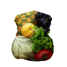 Бандана-труба 3D с принтом Богатый урожай в Екатеринбурге, 100% полиэстер, ткань с особыми свойствами — Activecool | плотность 150‒180 г/м2; хорошо тянется, но сохраняет форму | Тематика изображения на принте: апельсин | баклажан | банан | богатый урожай | виноград | горох | еда | кабачок | капуста | картофель | лимон | морковь | овощи | огурец | перец | персик | помидор | слива | сочные плоды | томат | тыква