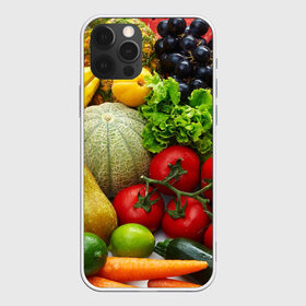 Чехол для iPhone 12 Pro Max с принтом Богатый урожай в Екатеринбурге, Силикон |  | Тематика изображения на принте: апельсин | баклажан | банан | богатый урожай | виноград | горох | еда | кабачок | капуста | картофель | лимон | морковь | овощи | огурец | перец | персик | помидор | слива | сочные плоды | томат | тыква