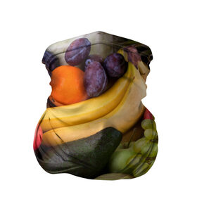 Бандана-труба 3D с принтом Спелые фрукты в Екатеринбурге, 100% полиэстер, ткань с особыми свойствами — Activecool | плотность 150‒180 г/м2; хорошо тянется, но сохраняет форму | Тематика изображения на принте: ананас | арбуз | банан | богатый урожай | виноград | горох | груша | еда | капуста | картофель | лук | морковь | овощи | огурец | перец | персик | слива | сочные плоды | томат | фасоль | фрукты | яблоко