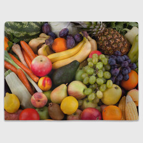 Плед 3D с принтом Спелые фрукты в Екатеринбурге, 100% полиэстер | закругленные углы, все края обработаны. Ткань не мнется и не растягивается | ананас | арбуз | банан | богатый урожай | виноград | горох | груша | еда | капуста | картофель | лук | морковь | овощи | огурец | перец | персик | слива | сочные плоды | томат | фасоль | фрукты | яблоко
